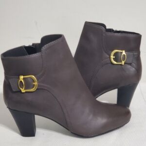 Clarks Brown Leather Ankle Boots Women 9.5